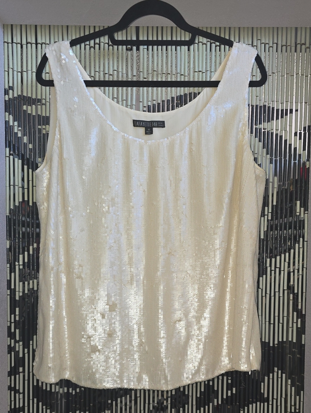 Lafayette 148 New York Ivory Sequin Tank